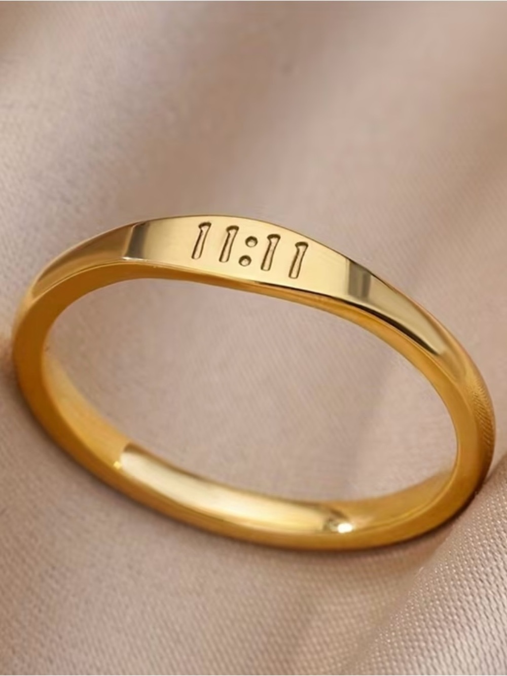 11:11 Gold Stainless Steel Women's Ring